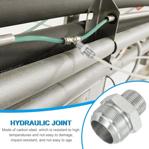Image of PATIKIL Pipe Adapter Connector 1-7 /8 inch Male 74 Flare JIC x 1 inch Male R Pipe Fitting Oil Feed Restrictor Fitting Hydraulic Connector for Oil Steam Water Pipelines System