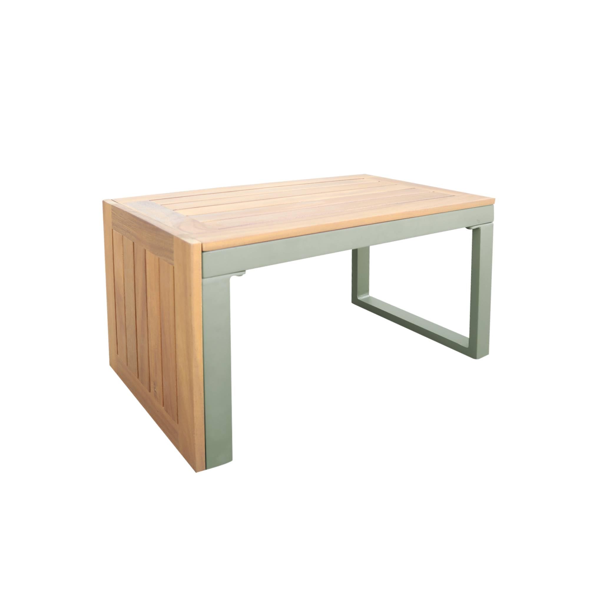 Alice's Garden sweeek - Salon de Jardin Kaki foncé. modulable en Aluminium et Bois d'acacia. 4 Places. Sao Paulo.140 x 68 x 65cm