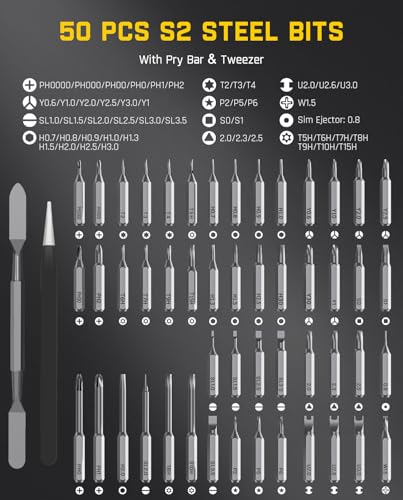 Fanttik E2 Max Mini Electric Screwdriver, Electric Screwdriver Cordless, Max 0.4N.m, 50 Magnetic Bits, 5/32'' Hex, Magnetic Storage, Repair Tool for Electronics Phone Camera Laptop Watch
