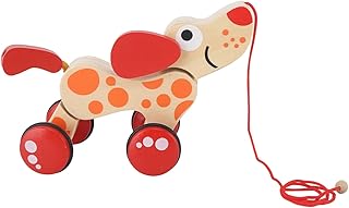 VGEBY Push Pull Toy Puppy, Croc Toddler Wooden Pull Along Toy Pull Along Walking Toys for Walking Toddlers (Dog Style)