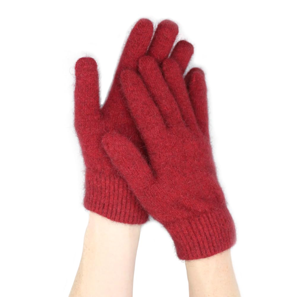 Native World Possum Merino Wool Gloves, Soft Gloves, Extremely Warm (Berry, Medium)