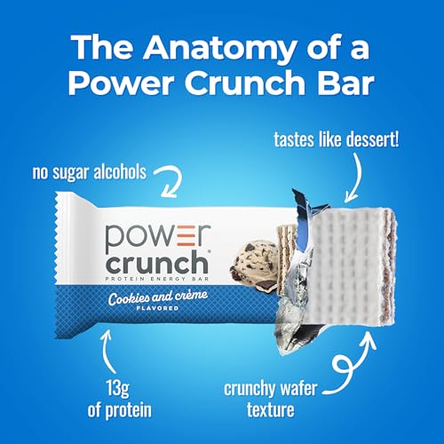 Image of Power Crunch Protein Energy Wafer Bars, Cookies and Creme, 1.4 Ounce (12 Count)