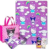 SANRIO Hello Kitty and Friends Fleece Blanket and Tote Bag Set for Kids, Adults - Bundle with Soft Hello Kitty, Cinnamoroll, Kuromi Blanket Plus Tote Bag, More | Cozy Fleece Blanket 50" X 70”