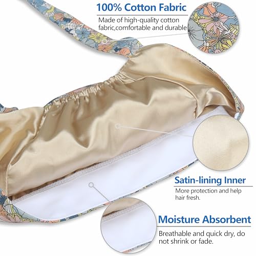 Image of QBA Adjustable Working Cap with Button, Cotton Working Hat Sweatband, Elastic Bandage Tie Back Hats for Women & Men, One Size