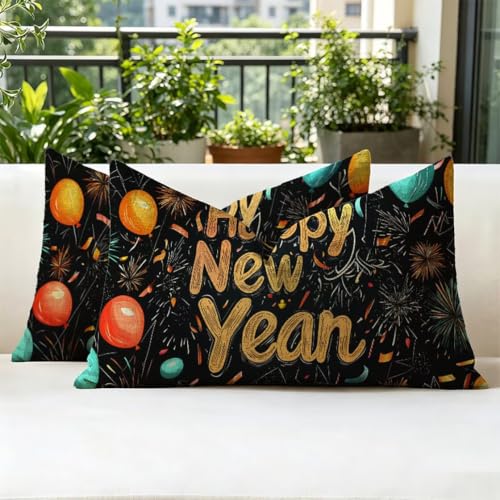 Housse de coussin extérieur imperméable 40x60cm noir lot de 2 housse coussin