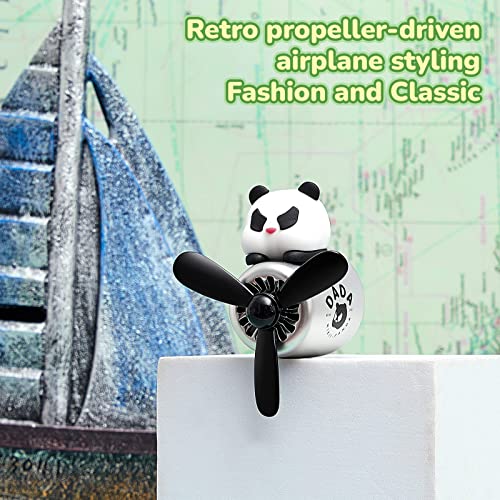 Image of Tallew Car Air Freshener Cute Panda Car Vent Clip Diffuser with Rotating Propeller Outlet Vent 2.5 inch x 2.4 inch x 2.1 inch Easy to Install Included 2 Scents Aroma Tablets Aromatherapy Ornament Auto Accessories