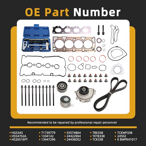 Image of Head Gasket Set with Timing Belt Kit, 1.8L, Compatible with Chevy Cruze /for Sonic /for Cruze Limited L4 DOHC 16v 2011-2017 OE*HS26516PT1 TCKWP338 24422964 (68PCS)