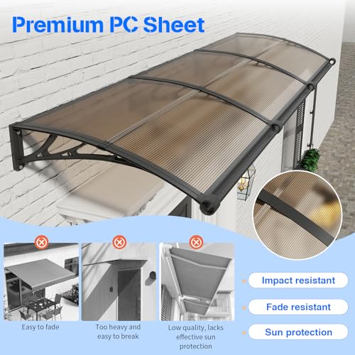 Awning-for-Door-Entrance-with-Drainage-Sink40x40-Inch-Awnings-for-DoorsWindow-Canopy-Exterior-with-Plastic-Steel-BracketPolycarbonate-CoverUVRainSnow-Protection-for-HousePorchPatioDeck Awning for Door Entrance with Drainage Sink40x40 Inch Awnings for DoorsWindow Canopy Exterior with Plastic Steel BracketPolycarbonate CoverUVRainSnow Protection for HousePorchPatioDeck