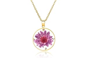 Chrysanthemum Pressed Flower Necklace: Timeless Charm for Women