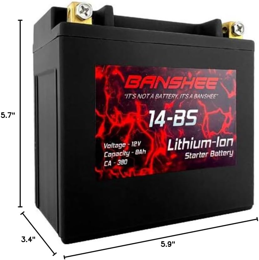 Lithium LiFePO4 14-BS Sealed Motorcycle Battery