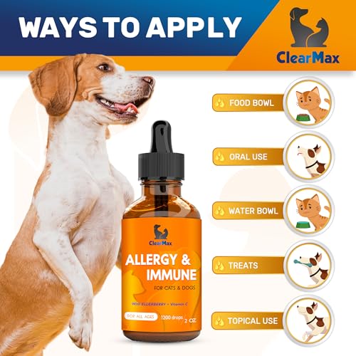 Dog Allergy Relief for Puppies & Adult Ones – Cat & Dog Itching Skin Relief Helps with Irritation & Supports General Well-Being – Cat Itchy Skin Treatment with Organic Composition – 2 Oz Bottle