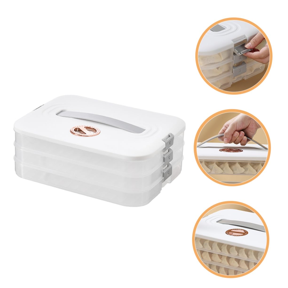 Alipis Boîte de Rangement pour Raviolis 3 Niveaux en Polypropylène Blanc Empilable Organisateur Réfrigérateur la Cuisine Domestique Rangement Aliments Alimentaire
