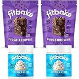 FitBake Fudge Brownie Baking Mix and Cream Cheese Frosting Bundle | 0g to 2g Net Carbs Per Serving | Keto Friendly Low Carb Food | Gluten Free Desserts | No Added Sugar | Naturally Sweetened