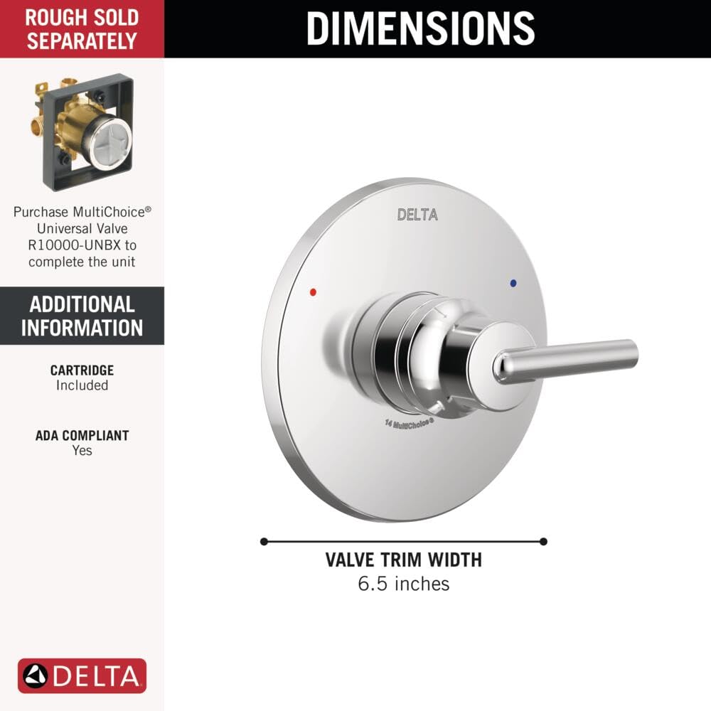 Delta Faucet T14059 Trinsic, 14 Series MultiChoice Valve Trim, Chrome, 5.00 x 6.50 x 5.00 inches - Image 2