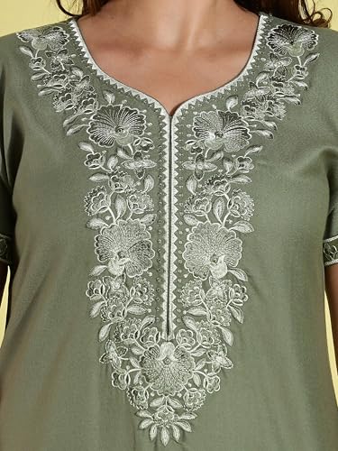 Image of 9shines Label Stylish Alpine Nighty Maxi for Women | Full Length Trendy Nightgown | Premium Nightdress | Nightwear | Heavy Embroidery Nighty with Pockets(2891)