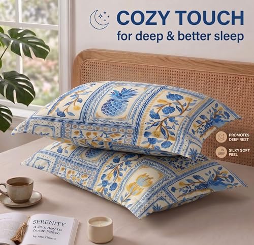 Image of VAS COLLECTIONS Cotton Pillow Cover Set of 2 (17x27 Inches) | Ultra Soft Breathable Pillow Cases for Bed | Skin Friendly, Fade Resistant & Comfortable Pillow Covers for Bedroom Decor (Multicolor)