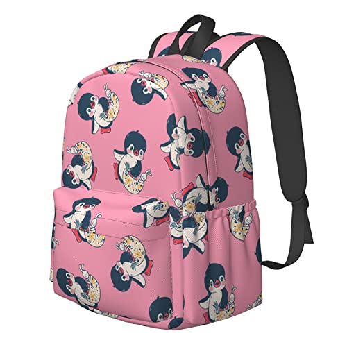 Sac à dos d'école 17 pouces pour adolescent au motif d'animaux des bois et pingouins mignons