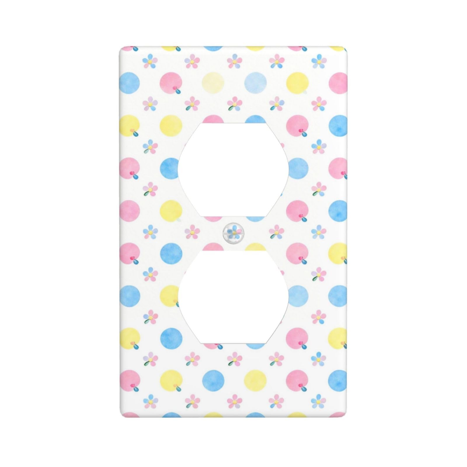 Dot Flower Seamless Unbreakable Polycarbonate Switch Plate-1 Gang Screwless Wall Plate for Home Office