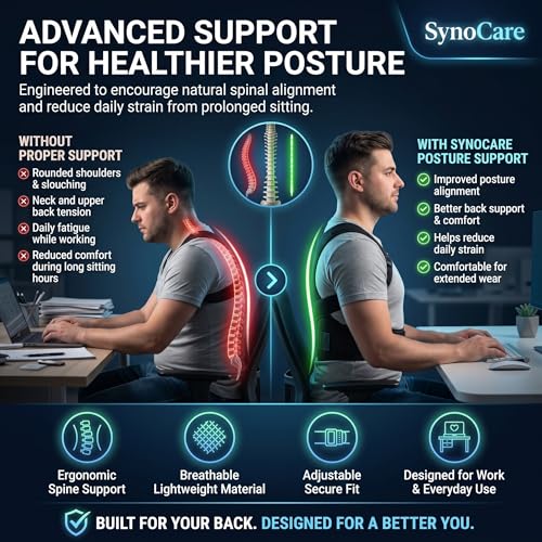 Image of Posture Corrector Belt for Men & Women, Back Support Belt for Back & Spine Pain Relief, Body Posture Correction Belt for Full Back Support with Adjustable Strap, Universal Size