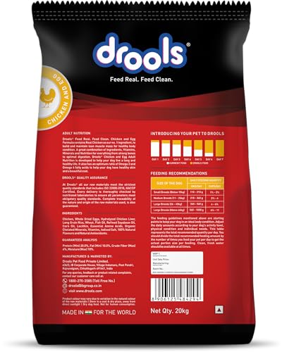 Image of Drools Adult Dry Dog Food, 20kg | Chicken and Egg Flavour | Brain Development | Easily digestible | Growth and Development