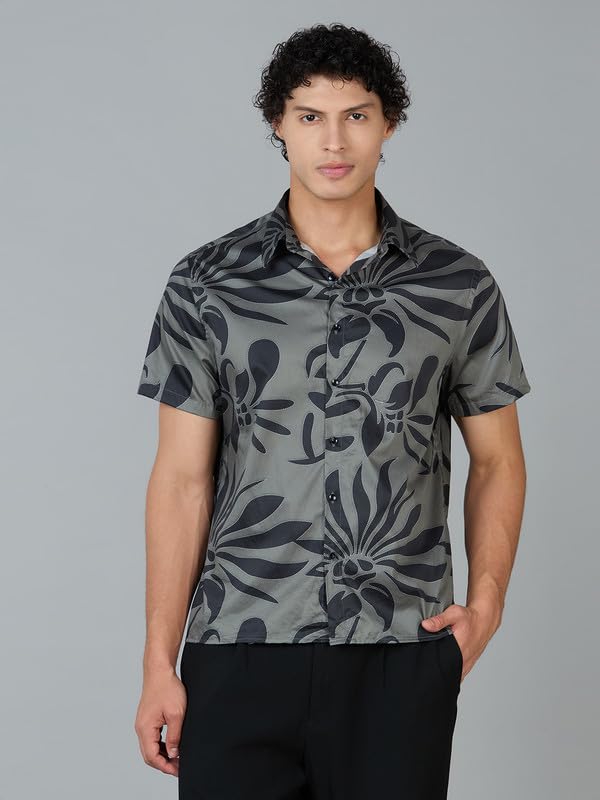 Image of MARK & ALBERT Men's 100% Cotton Printed Half Sleeves Regular Fit Shirt for Men
