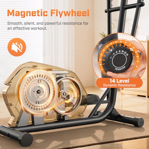 Image of ANCHEER Elliptical Machine for Home, 14-Level Resistance, 15 inch Stride | 14 Resistance Levels, 400 lb Capacity, Smooth Magnetic Drive, Low-Impact Full-Body Cardio for Home Fitness
