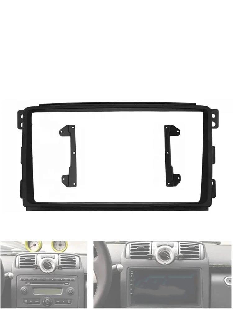 Façade de Voiture avec Cadre pour autoradio 9 Pouces, pour Lecteur stéréo 2 DIN, pour Compatible -Benz, pour Smart et W451 (2005-2010) (Cadre avec câble).
