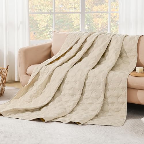 Image of Litanika Queen Quilt Bedding Set, Oatmeal Summer Lightweight Soft Comforter Bedspreads & Coverlets, Boho Farmhouse Bedding Cover Bed Decor All Season, 3 Pieces (1 Quilt, 2 Pillowcases)