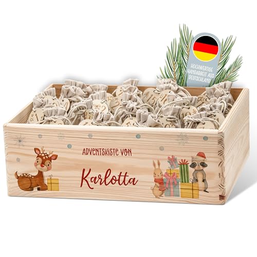 Lilleta ® Personalisierte Adventskiste - Adventskalender 2024 aus Holz mit...