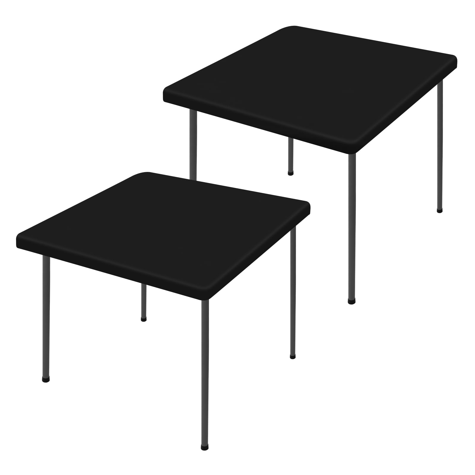 Photo 1 of Moosfor Spandex Picnic Table Cloth 2 Pack, Elastic Fitted Tablecloths for Square Tables, Stretch Washable Patio Table Cover for Outdoor, Camping, Banquet and Parties (Black, 24"x24")