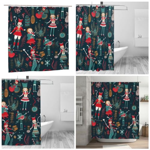 Rideau de douche ballet de Noël pour décoration de bain