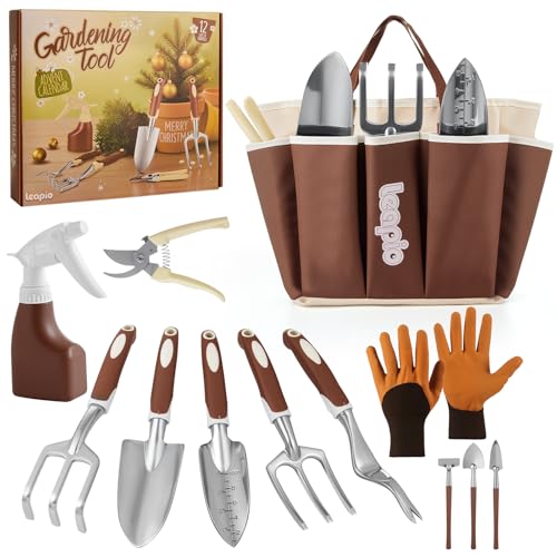 Set de herramientas de jardín Leapio 12 piezas con bolsa y guantes miniatura 1