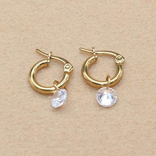CXWK Boucles d'oreilles créoles en Titane plaqué Or 12 mm avec Perles cœur Boucles d'oreilles en Acier Inoxydable étoile Cover