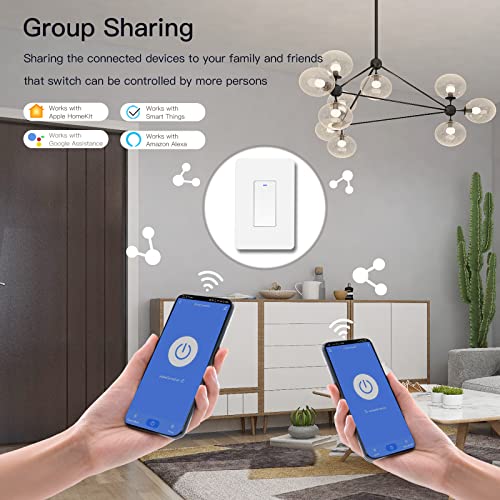 Bseed Light Switch, Smart Wifi Remote Light Switch Works With Siri, Alexa And Google Assistant, Homekit Alexa Light Switch With Voice Control Timer Schedule, Single Pole, Neutral Wire Required, 2 Pack #TOP4