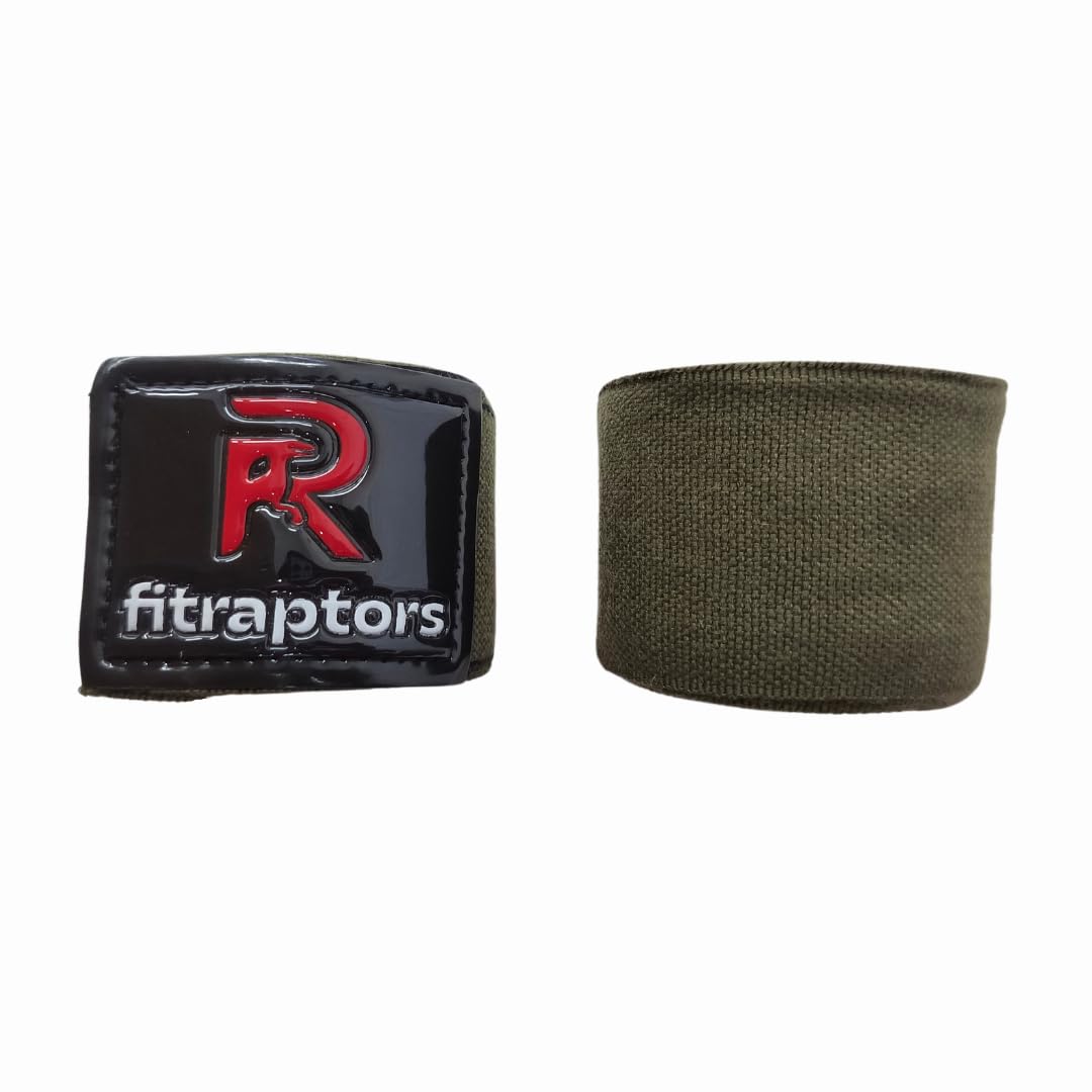 FitRaptors Cotton Boxing Hand Wrap with Thumb Loop for Men & Women Gym Accessories and Fitness Support Gloves Straps with Premium Velcro for Better Stability and Grip (3 Meters, Army Green) 4
