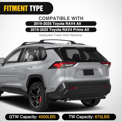 Image of Nilight Class 3 Trailer Hitch 2 Inch Receiver Tow Hitch Compatible with 2019 2020 2021 2022 2023 2024 2025 Toyota RAV4 All 2019-2025 Toyota RAV4 Prime All Black Powder Coated