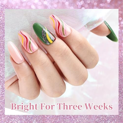 Image of JODSONE Nail Art Gel Liner Set 10 Colors Glitter Purple Gold Green Gel Nail Polish Need U V Lamp Cured with Thin Brush at Home Salon Design,Gifts for Women