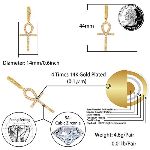 TOPGRILLZ Cross Hoop Dangle Earrings 925 Sterling Silver 5A+ Cubic Zirconia 14K Gold Hypoallergenic Cross Hoop Cuff Huggie Drop Earrings For Men Women2
