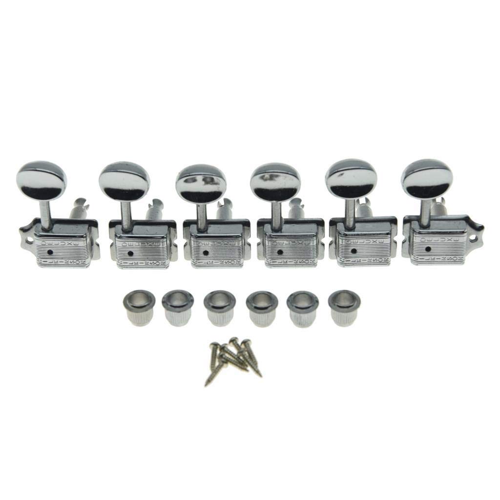 Photo 1 of Wilkinson Deluxe 6 Inline Vintage Guitar Tuners with Split Shaft Guitar Tuning Pegs Machine Heads for Strat Tele Guitars Chrome with Ivory Buttons