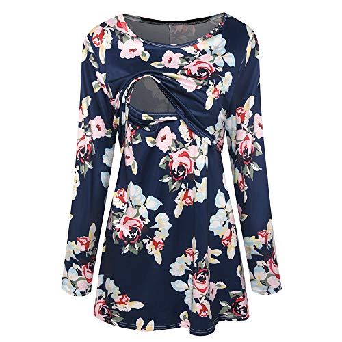 Homebaby Felpa di maternità Donna Elegante Loose Floreale Top Gravidanza in Allattamento Camicia da infermeria Camicetta Manica Lunga Maglia Maglieria Regali per la Moglie