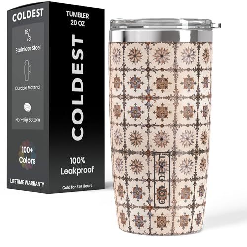 Coldest Coffee Tumbler Cups - 100% Spill Proof Tumbler - Stainless Steel Double Insulated - Leakproof Tumblers for Women & Men - Cup Holder Friendly and Easy to Clean (The Persian, 20 oz)