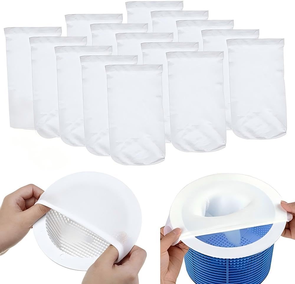 MEISHANG 16 skarpet do skimmera basenowego, idealne ochraniacze filtrów do ochrony filtrów, filtrów, siatki, do skimmera, dużych skarpet, skimmerów