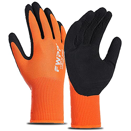 FWPP 120-Pairs Latex Coated Work Gloves, Firm Grip for Construction, Gardening Gloves for Men and Women (Size L Orange GL008005)
