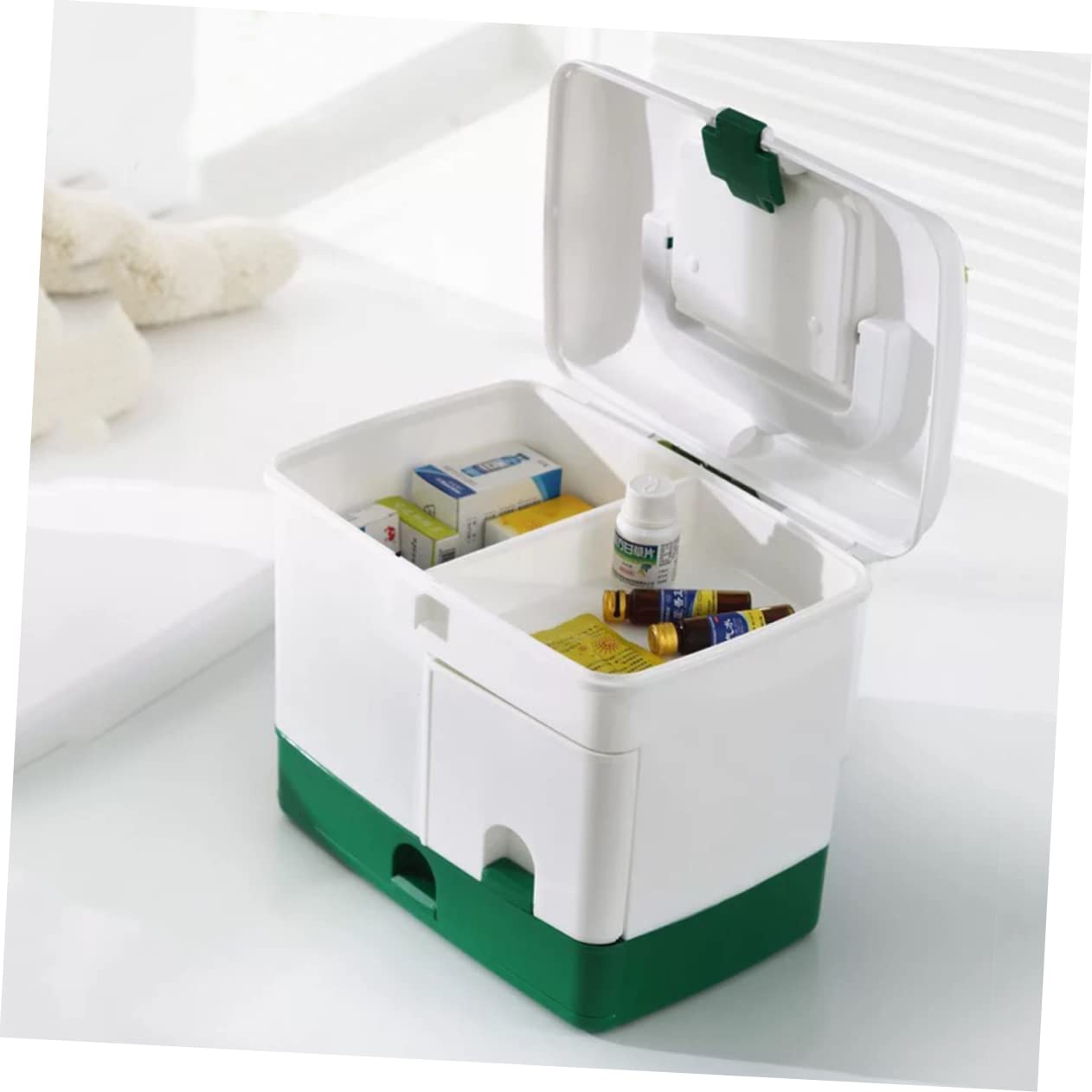 Didiseaon botiquín médico contenedor de té caso de primeros auxilios bolsa de medicina de emergencia Contenedor de almacenamiento de pastillas envase botiquin kit Green