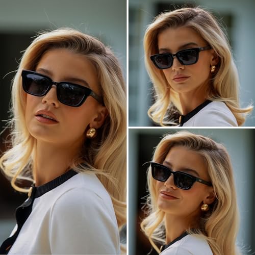 WearMe Pro - Women's Polarized Rectangular Sunglasses, Narrow Acetate Frame, Durable 5-Barrel Hinges, Hand-Polished Finish3