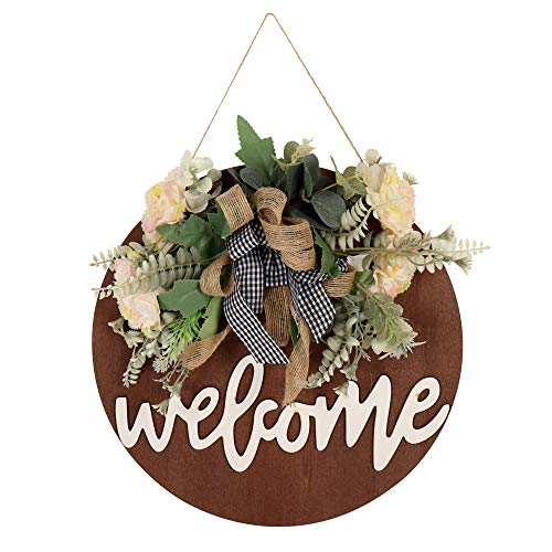 Welcome Sign For Front Door Round Wood Sign Hanging Welcome Sign for Farmhouse porch Spring Welcome Sign Front Door Decoration