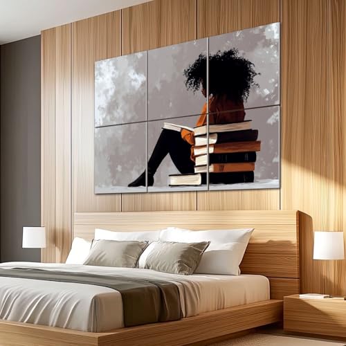 Paneles Acústicos Decorativos 6 Piezas, Absorbentes de Sonido con Diseño de Mujer Africana Leyendo, Autoadhesivos, 72"x48" miniatura 5
