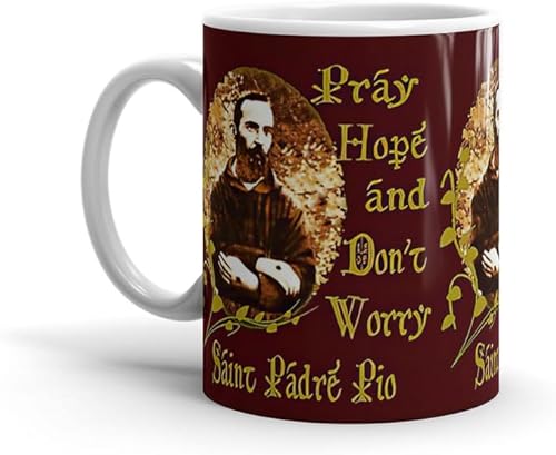 Miniatura 2 de Taza de café de cerámica blanca para San Padre Pio 15 11 onzas para microondas católica para el hogar, boda, lavavajillas, fiesta, té, vacaciones,