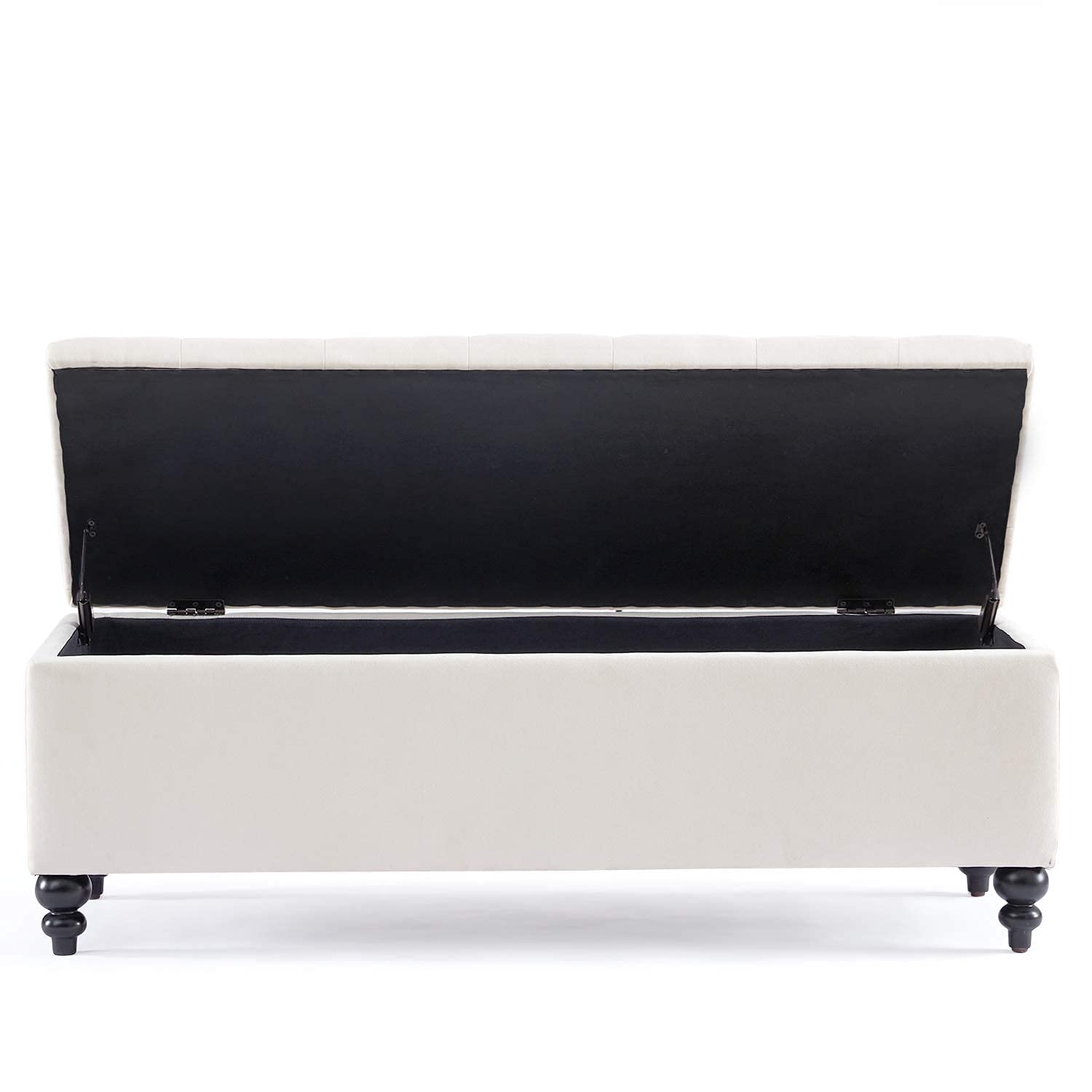 HUIMO ButtonTufted Ottoman with Storage in Upholstered Fabrics, Large