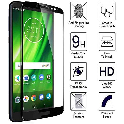 Image of Screen Protector for Motorola Moto G6 Play (Black) Tempered Glass Edge-to-Edge 6D Screen Guard With Installation Kit